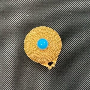 Vintage Estee Lauder Youth Dew Coiled Rope Solid Perfume Compact Turquoise Stone